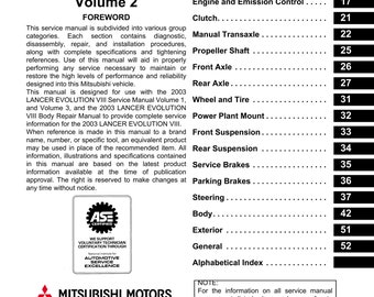 PDF - 三菱ランサーエボリューションエボ VIII 8 - 完全なワーク