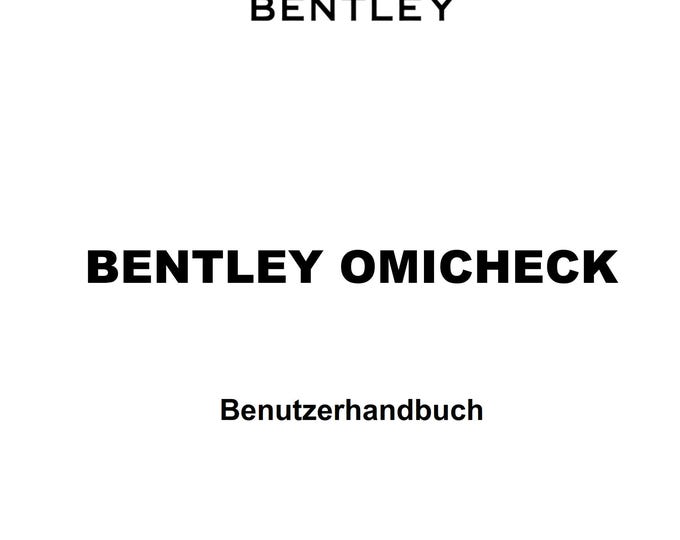 Bentley Omicheck User Manual - German Language