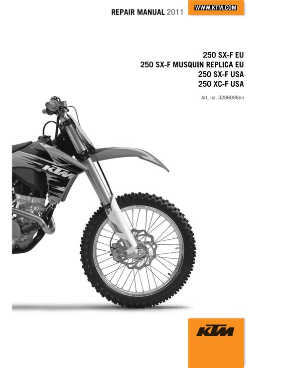 KTM 2011 - 250 Sx-f Musquin Replica Xc-f - Service Workshop Repair Manual