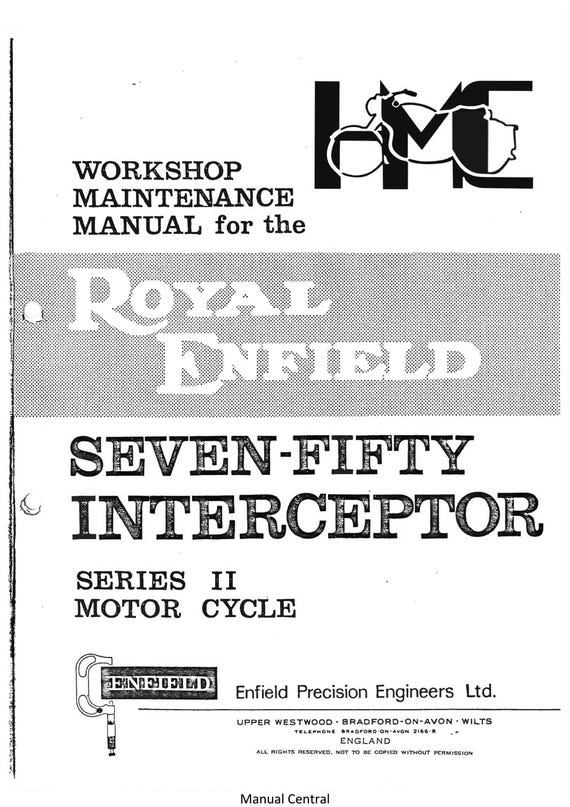 1969 to 1970 Royal Enfield 750 Seven Fifty Interceptor Series 2 II Workshop Service Repair Manual