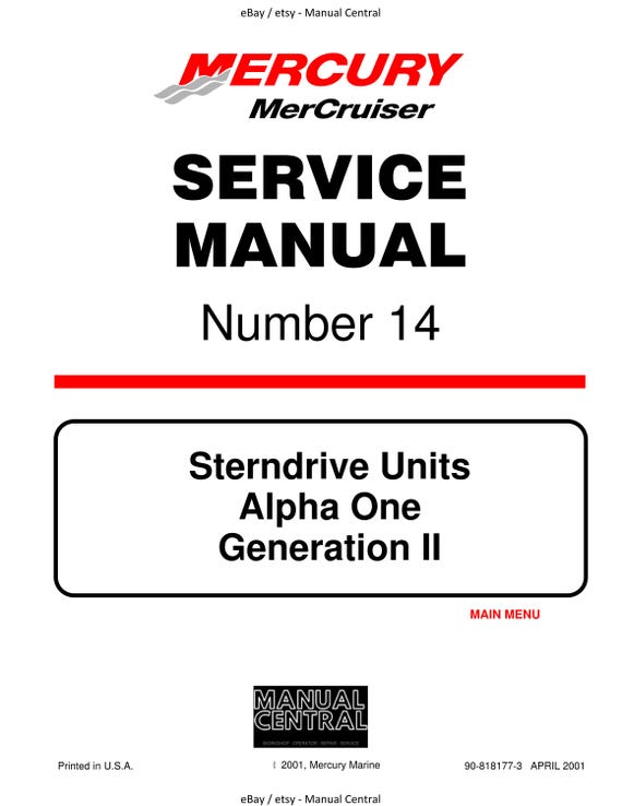 Mercury Mercruiser Service Manual 14 - Sterndrive Units Alpha One Generation II