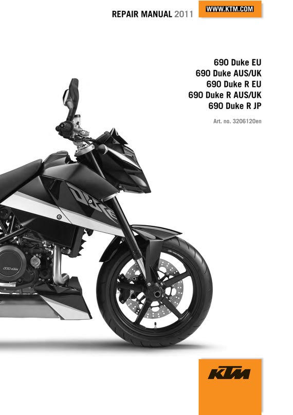 KTM 2011 - 690 DUKE R - Service Workshop Repair Manual