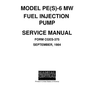 BOSCH PE(s)-6 MW Fuel Injection Pump - Service Repair Workshop Manual