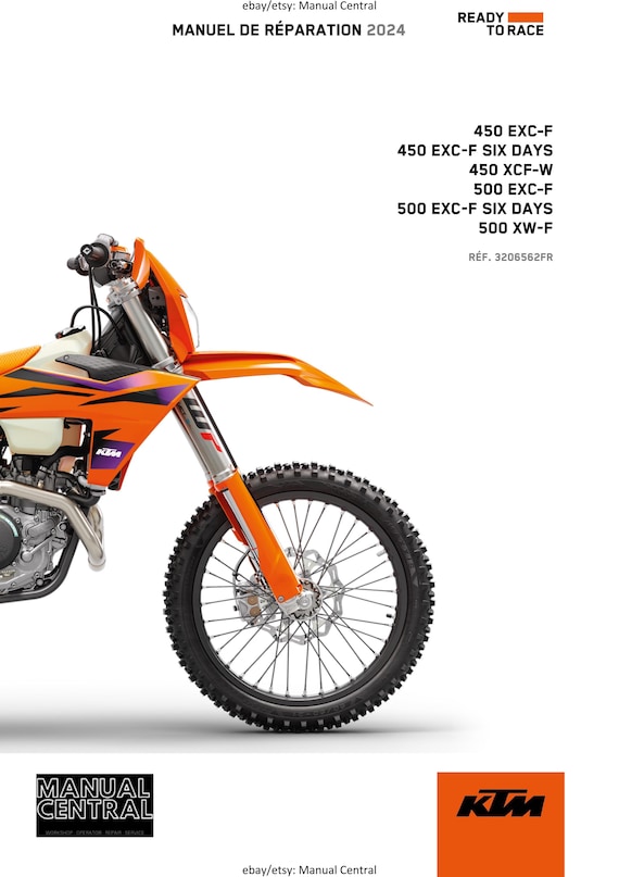 French Language - Ktm 2024 - 450 500 Exc-f Six Days Xcf-w Xw-f - Manuel De Reparation -  Service Workshop Repair Manual