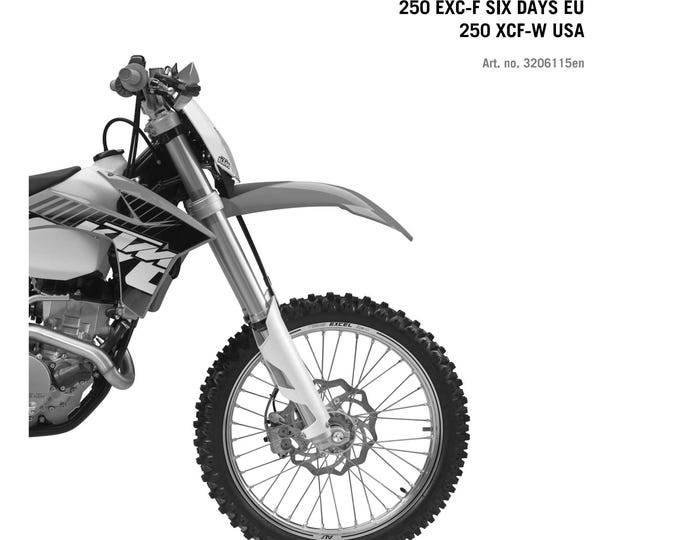 KTM 2012 - 250 Exc-f Six Days Xcf-w - Service Workshop Repair Manual