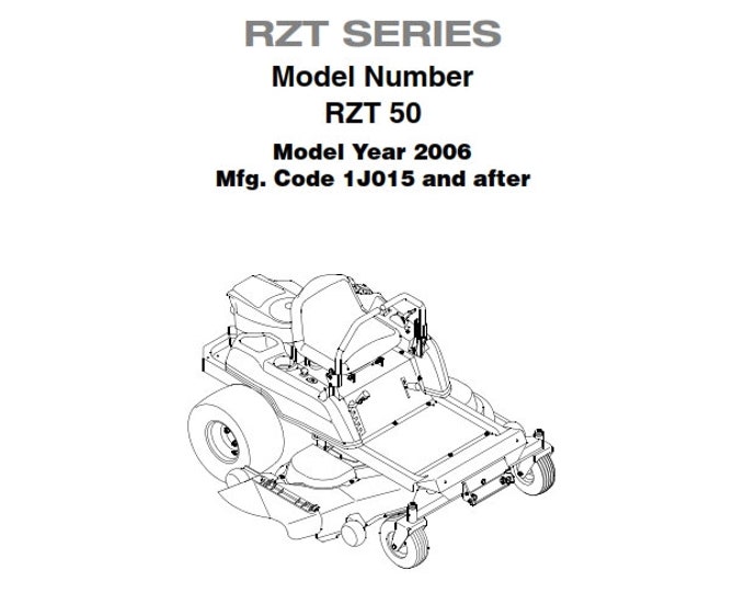 Cub Cadet - Parts Manual - RZT Series - RZT 50 - 2006 - mfg code 1J015 & after