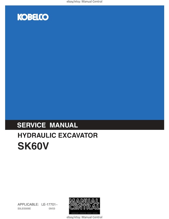 Kobelco - Hydraulic Excavator - SK60V - Workshop Service Repair Manual