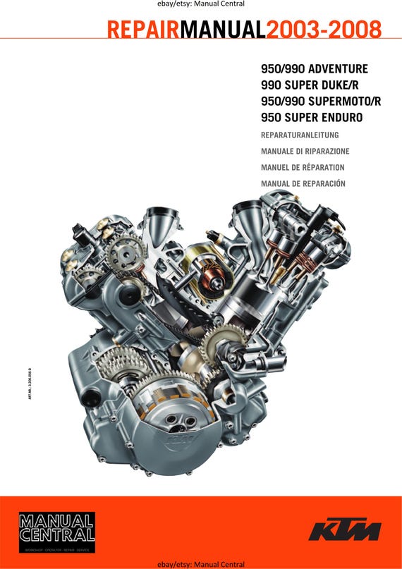 German Language - KTM 2003 - 2008 - 950 990 Adventure - Super Duke R - Supermoto /R - Super Enduro - Engine - Reparaturanleitung