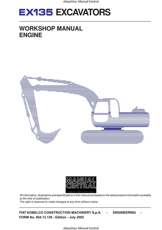 Fiat Kobelco - EX135 Excavator - Engine Workshop Manual