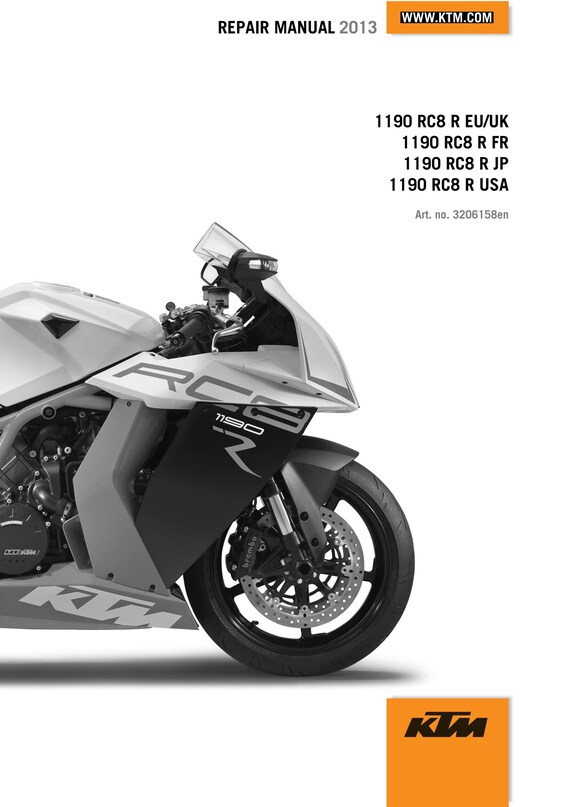 KTM 2013 - 1190 RC8 R - Workshop Service Repair Manuals