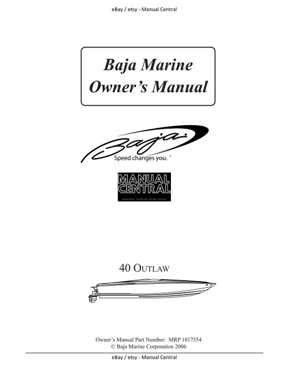 Baja Marine - 40 Outlaw - Owners Manual