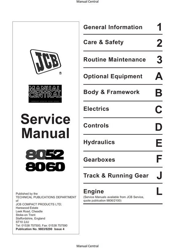 JCB 8052 8060 - Service Workshop Repair Manual