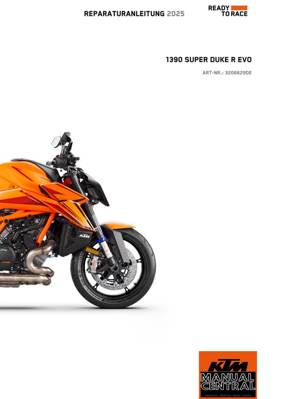 German Language - 2025 KTM 1390 Super Duke R Evo - Reparaturanleitung - Workshop Service Repair