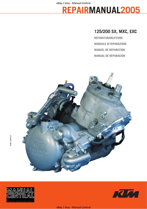 KTM 1999 to 2005 - 125 200 SX Exc Egs Supermoto - Engine Service Workshop Repair Manual