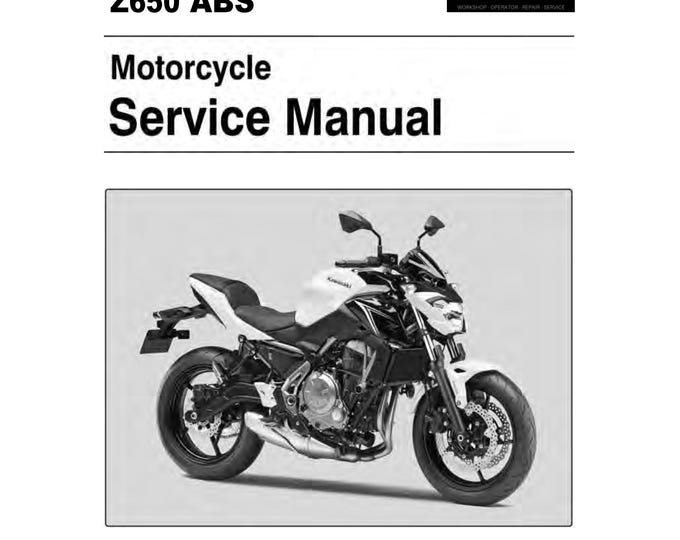 Kawasaki 2017 Z650 ABS Workshop Service Repair Manual