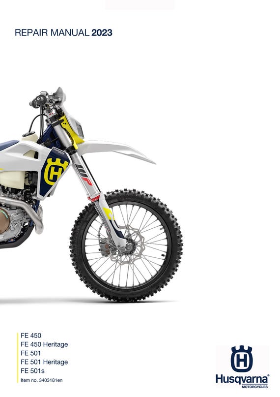 Husqvarna 2023 - FE 450 501 501s Heritage - Service Workshop Repair Manual