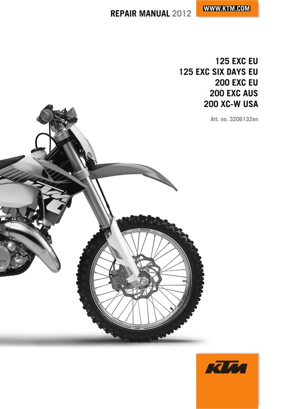 KTM 2012 - 125 200 Exc Six days Xc-w - Service Workshop Repair Manual