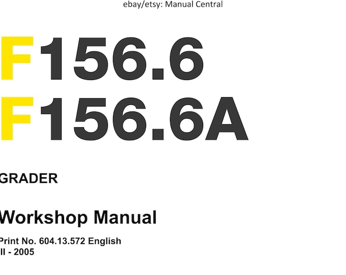New Holland - F156.6 F156.6A Grader  Workshop Service Repair Manual