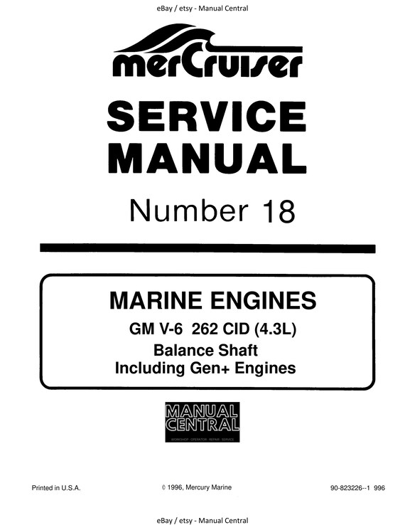 Mercury Mercruiser Service Manual 18 - Marine Engines GM V-6 262 CID (4.3L) Balance Shift Gen+ Engines