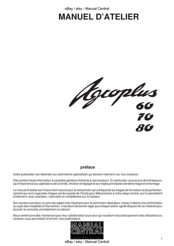 French Language - Agroplus 60 70 80 - Manuel D'Atelier