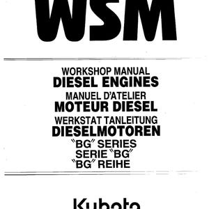 Kubota Diesel Engine - BG Series - Workshop Service Repair Manual