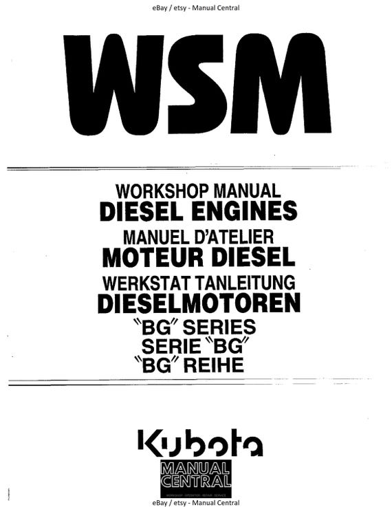 Kubota Diesel Engine - BG Series - Workshop Service Repair Manual