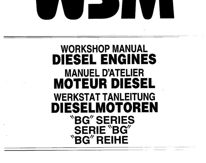Kubota Diesel Engine - BG Series - Workshop Service Repair Manual