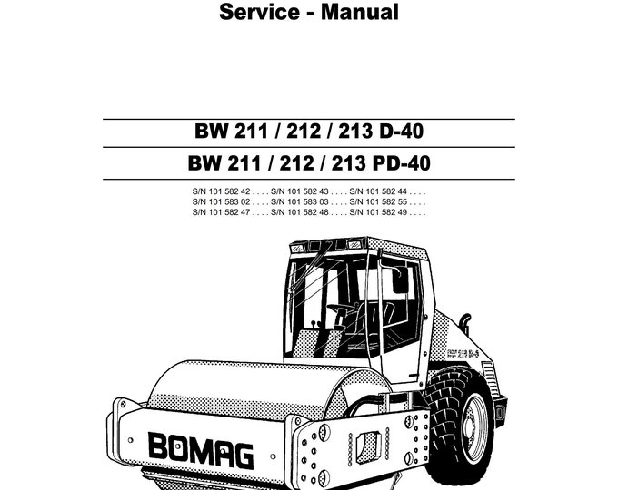 PDF - Bomag Single Drum Roller - BW 211 212 213 D-40 PD-40 - Service Workshop Repair Manual - 02/2007