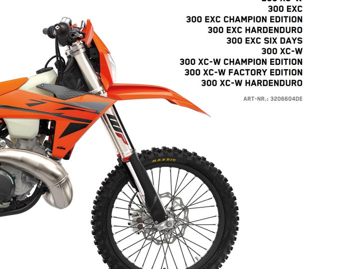German Language - 2025 KTM 250 300 Exc Champion Six Days Xc-w Factory Hardenduro - Reparaturanleitung - Workshop Service Repair