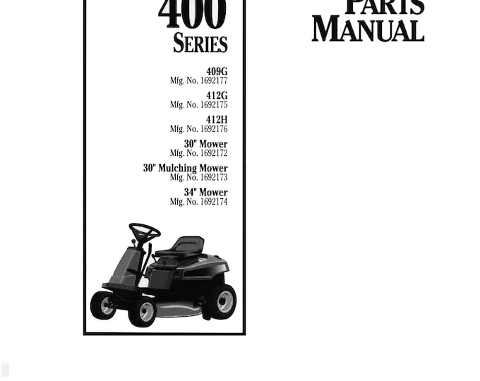 Agco Allis - 400 Series - Parts Manual - 409G 412G 412H 30" 34" Mulching Mower