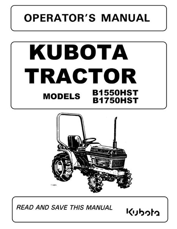 Kubota Tractor -B1550HST B1750HST - Operator Manual