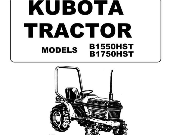 Kubota Tractor -B1550HST B1750HST - Operator Manual