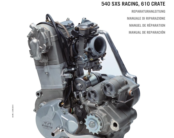 KTM 2000 to 2005 - 250 400 450 520 525 540 610 Exc Sx Mxc Smr Sxs Racing Crate - Engine Service Workshop Repair Manual