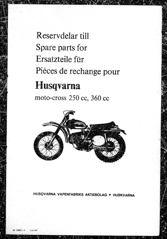 Husqvarna 1966 1967 Motocross 250 - 1967 Motocross 360 - Parts Manual