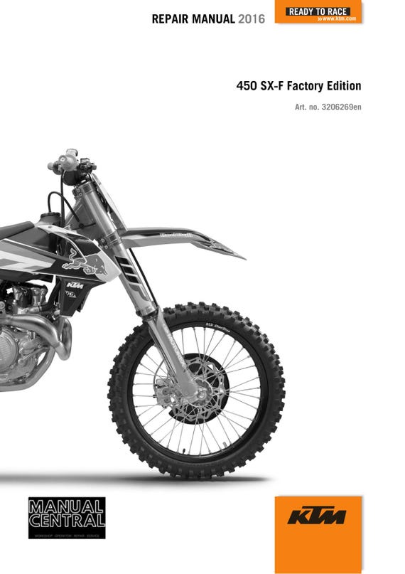 KTM 2016 - 450 SX-F Factory Edition - Service Workshop Repair Manual