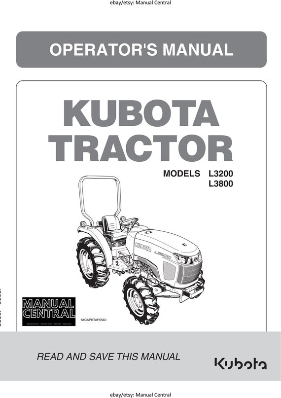 Kubota Tractor - L3200 L3800 Operator Manual User Guide