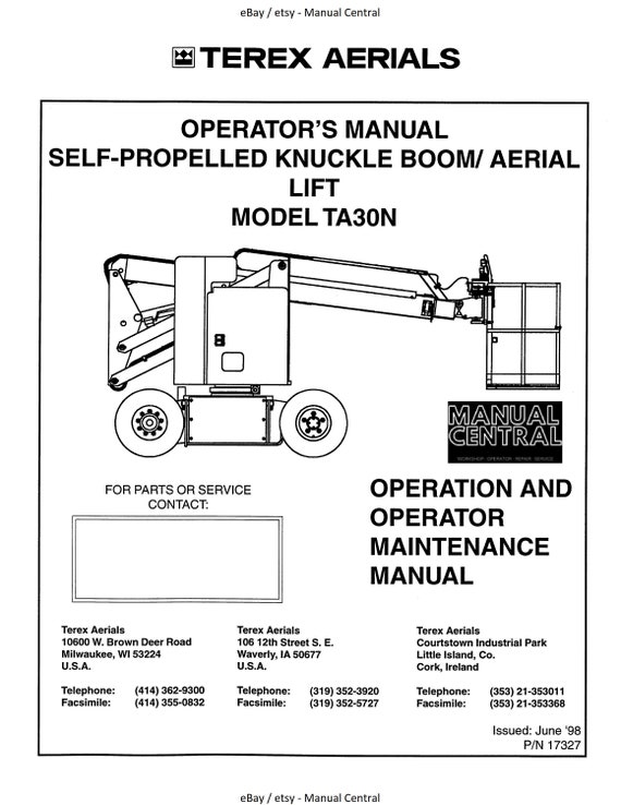 Terex - TA30N Operation & Operator Maintenance Manual - June 1998