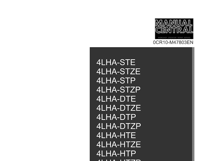 Yanmar Marine Diesel Engine - 4LHA Ste Stze Stp Stzp Dte Dtze Dtp Dtzp Hte Htze Htp Htzp - Parts Manual