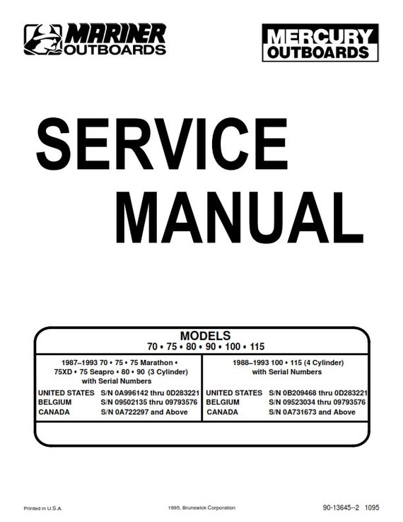 Mercury Outboards - 70 75 80 90 100 115 - Service Workshop Repair Manual