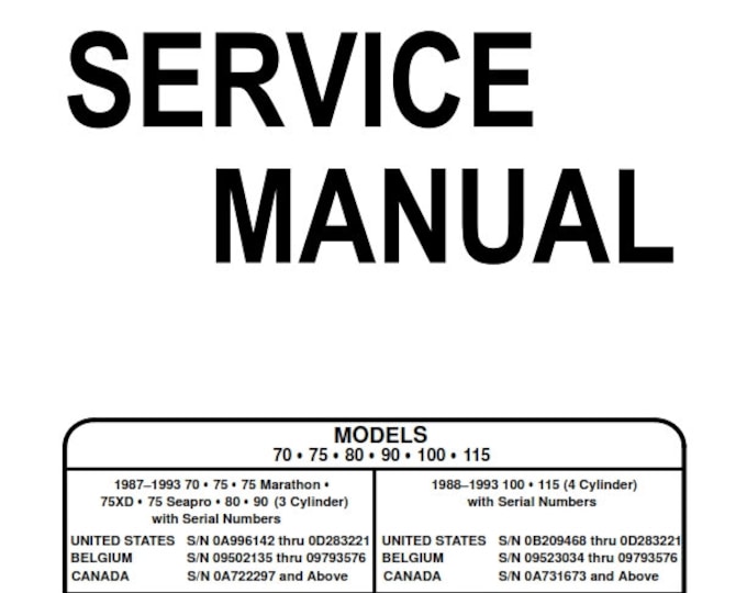 Mercury Outboards - 70 75 80 90 100 115 - Service Workshop Repair Manual