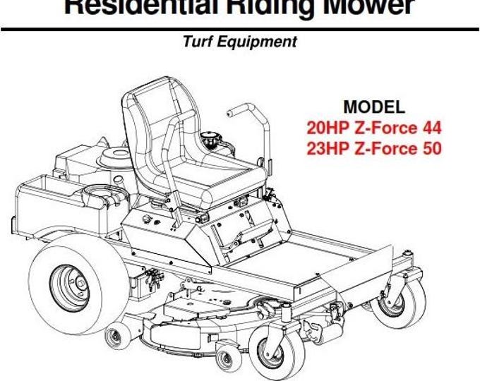 Cub Cadet - Hydrostatic Zero-Turn Residential Riding Mower - 20Hp Z Force 44 / 23Hp Z Force 50 - Operator & Service Manual
