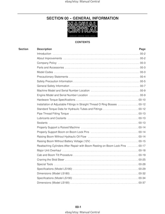 New Holland - Skid Steer LS180 LS190 - Workshop Service Repair Manual