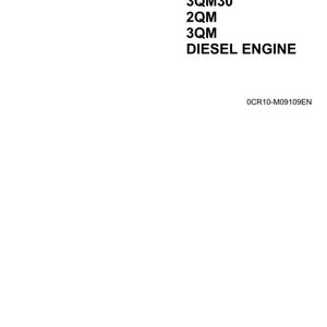 Könnte beinhalten: Ein schwarz-weißer Teilekatalog für Yanmar Dieselmotoren, Modelle 2QM20, 3QM30, 2QM und 3QM. Der Katalog trägt den Titel "Parts Catalog" und enthält die Dokumentennummer 0CR10-M09109EN. Die letzte Aktualisierung erfolgte im Mai 2013.