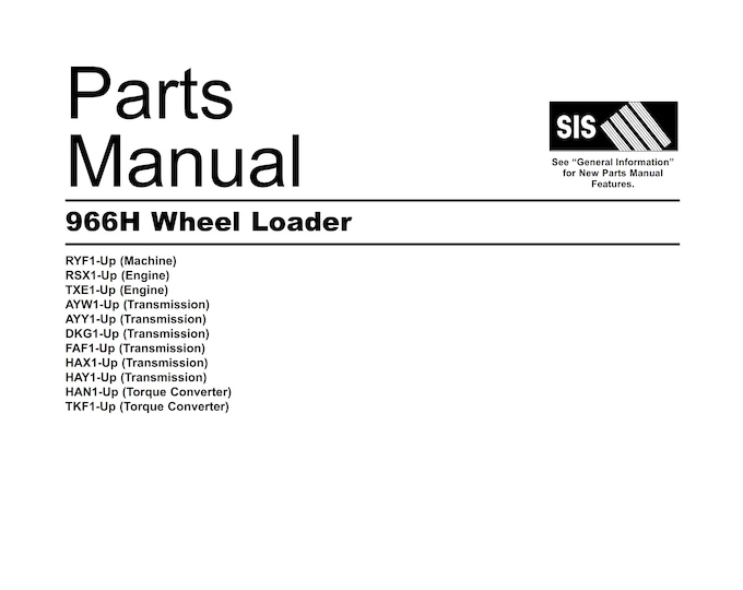 Caterpillar Parts Manual - 966H Wheel Loader
