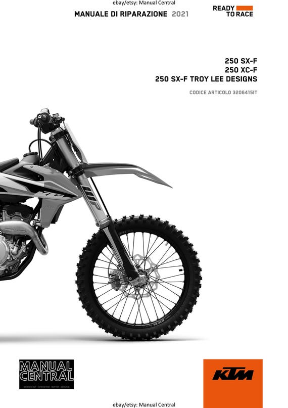 Italian Language - 2021 KTM 250 Xc-f Sx-f Troy Lee Designs - Manuale Di Riparazione