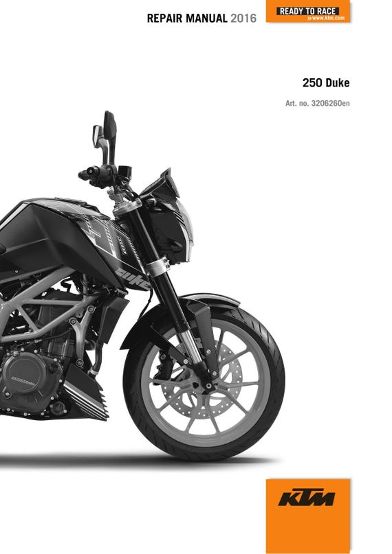KTM 2016 - 250 Duke - Service Workshop Repair Manual
