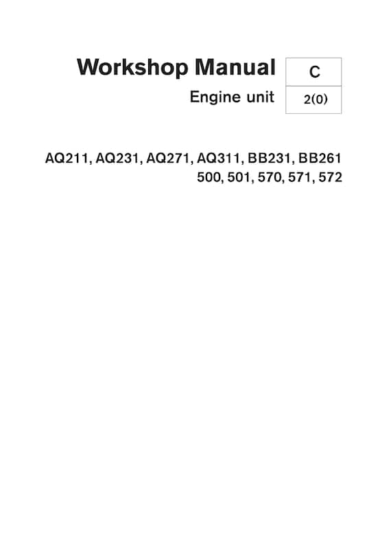 Volvo Penta Engine Unit - AQ211 AQ231 AQ271 AQ311 BB231 BB261 500 501 570 571 572  - Workshop Service Repair Manual