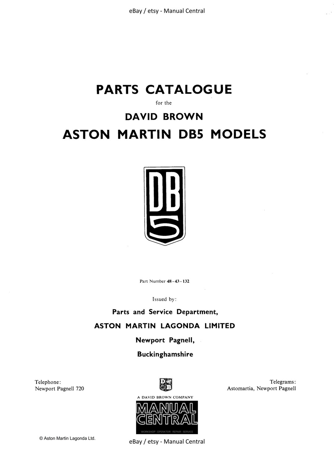 Aston Martin DB5 Parts Manual - Etsy Canada