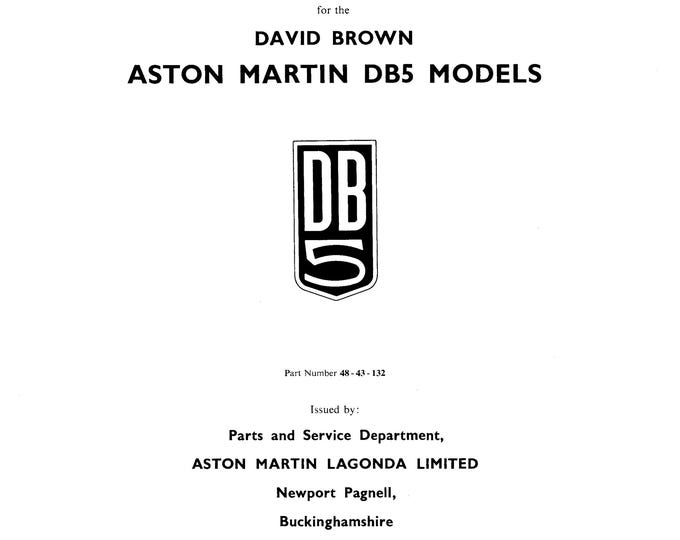 Aston Martin DB5 Parts Manual