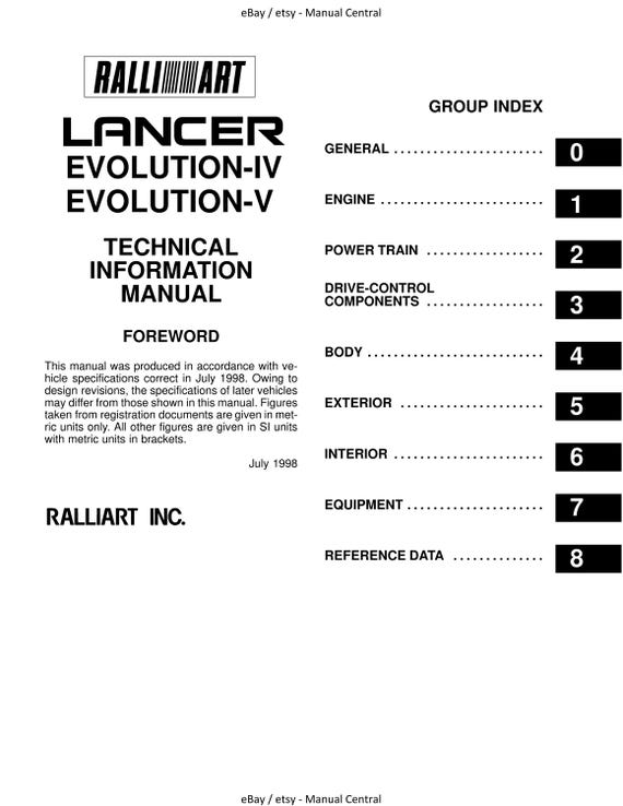 Mitsubishi Lancer Evolution Evo IV V 4 5 - Technical Information